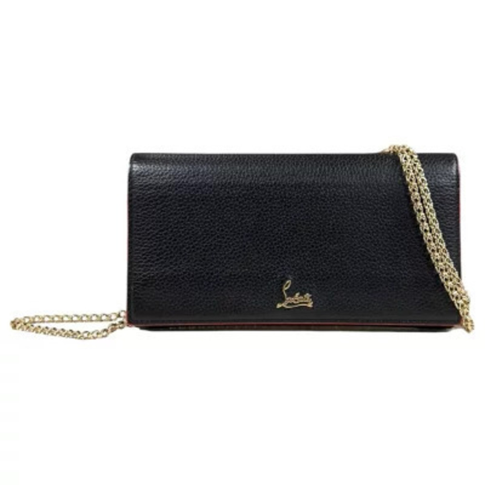 Christian Louboutin shoulder bag leather black chain wallet